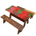 Red Japanese Amaryllis Print Picnic Table Cover