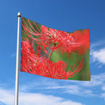 Red Japanese Amaryllis Print Polyester Flag