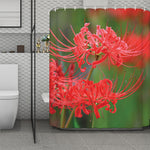 Red Japanese Amaryllis Print Polyester Shower Curtain