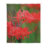 Red Japanese Amaryllis Print Polyester Shower Curtain