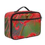 Red Japanese Amaryllis Print Portable Lunch Bag