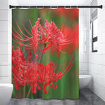 Red Japanese Amaryllis Print Premium Shower Curtain