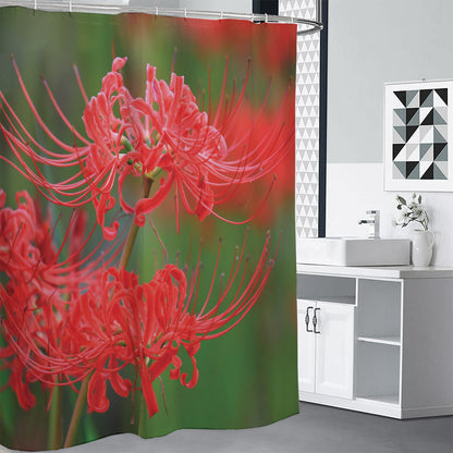 Red Japanese Amaryllis Print Premium Shower Curtain