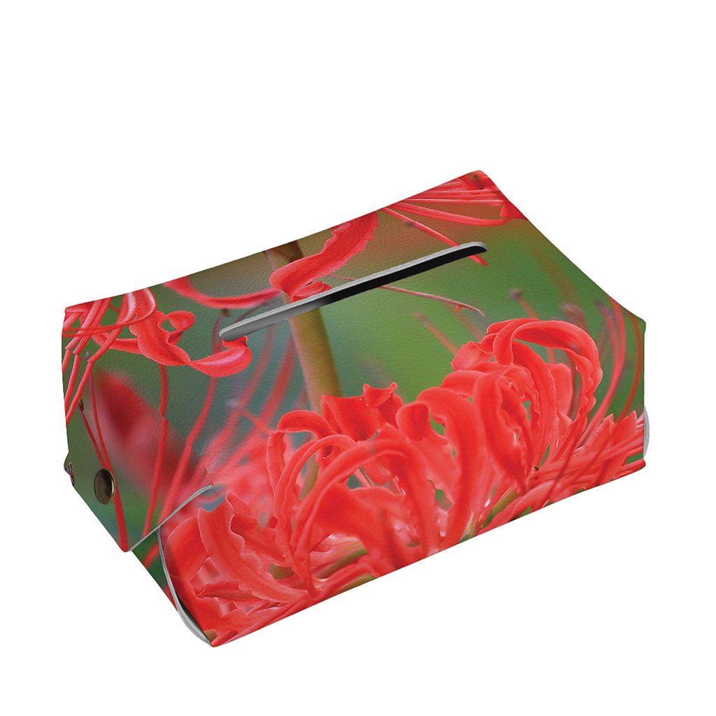 Red Japanese Amaryllis Print Rectangle Tissue Box Cover