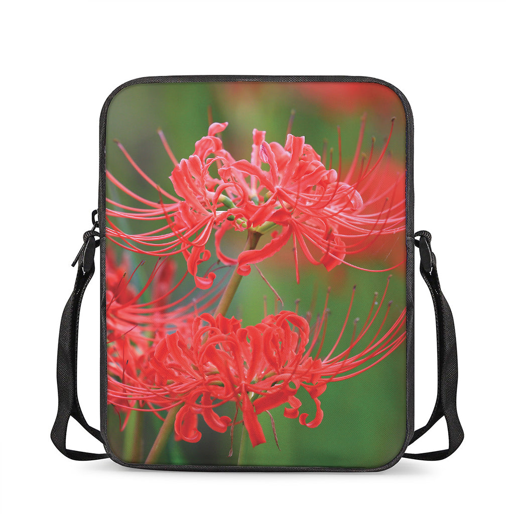 Red Japanese Amaryllis Print Rectangular Crossbody Bag