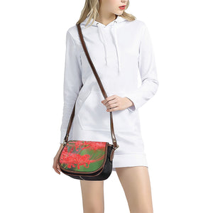 Red Japanese Amaryllis Print Saddle Bag