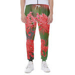 Red Japanese Amaryllis Print Scuba Joggers