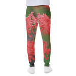 Red Japanese Amaryllis Print Scuba Joggers