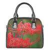 Red Japanese Amaryllis Print Shoulder Handbag