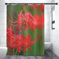 Red Japanese Amaryllis Print Shower Curtain