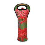 Red Japanese Amaryllis Print Single Neoprene Wine Tote