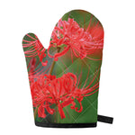 Red Japanese Amaryllis Print Single Oven Mitt