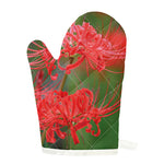 Red Japanese Amaryllis Print Single Oven Mitt