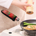 Red Japanese Amaryllis Print Skillet Handle Cover