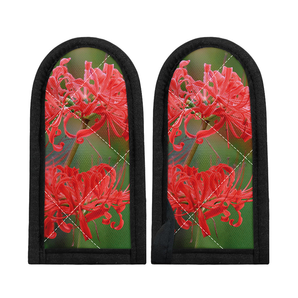 Red Japanese Amaryllis Print Skillet Handle Cover