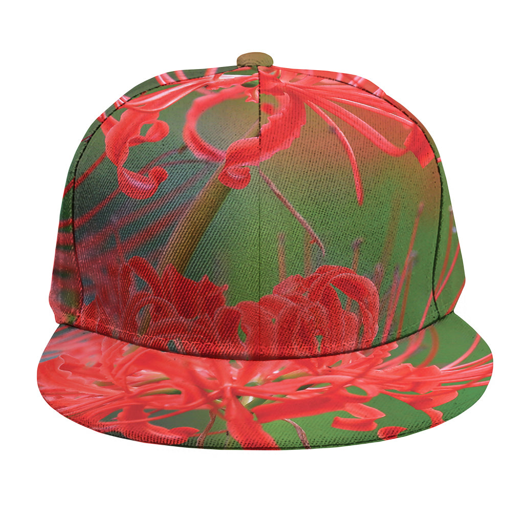 Red Japanese Amaryllis Print Snapback Cap