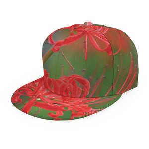 Red Japanese Amaryllis Print Snapback Cap