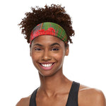 Red Japanese Amaryllis Print Sports Headband