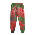 Red Japanese Amaryllis Print Sweatpants