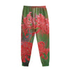 Red Japanese Amaryllis Print Sweatpants