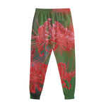 Red Japanese Amaryllis Print Sweatpants