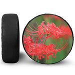 Red Japanese Amaryllis Print Tire Cover