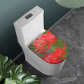 Red Japanese Amaryllis Print Toilet Lid Cover