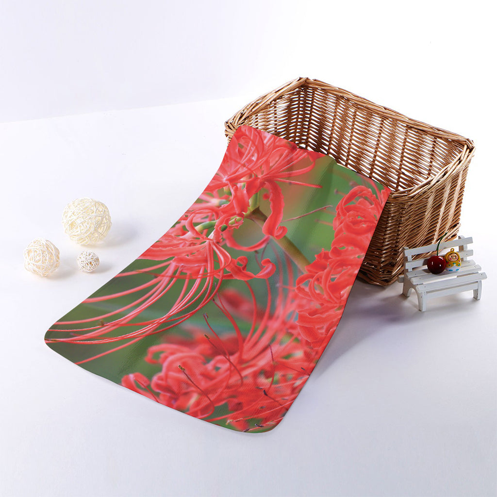 Red Japanese Amaryllis Print Towel