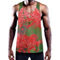 Red Japanese Amaryllis Print Men's Workout Tank Top