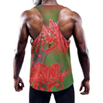 Red Japanese Amaryllis Print Training Tank Top
