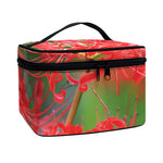 Red Japanese Amaryllis Print Travel Makeup Bag