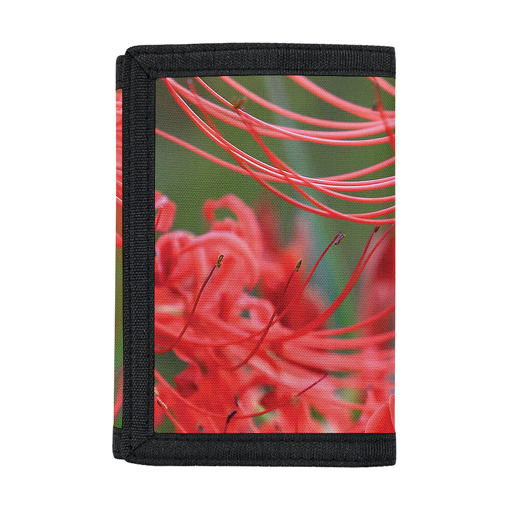 Red Japanese Amaryllis Print Trifold Wallet