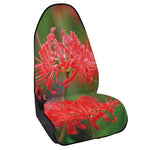 Red Japanese Amaryllis Print Waterproof Car Seat Cover