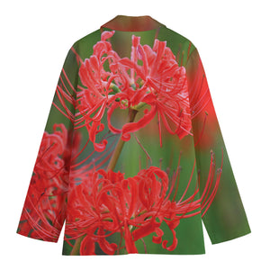 Red Japanese Amaryllis Print Women's Blazer