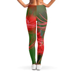 Red Japanese Amaryllis Print Women's Leggings