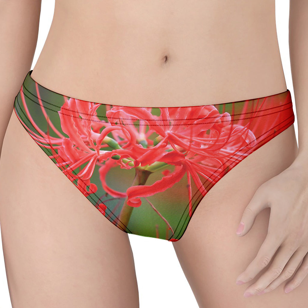 Red Japanese Amaryllis Print Women's Thong