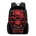 Red Japanese Demon Mask Print 17 Inch Backpack