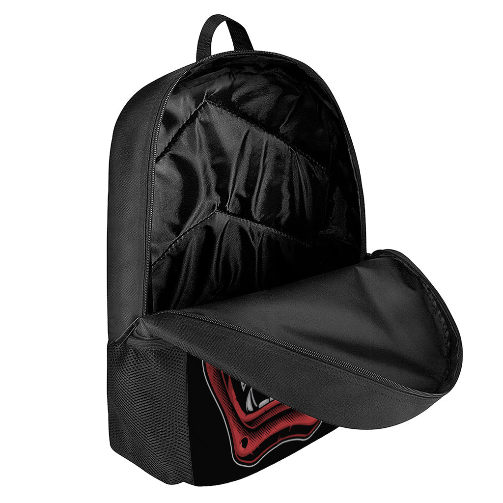 Red Japanese Demon Mask Print 17 Inch Backpack