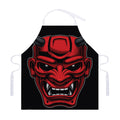 Red Japanese Demon Mask Print Adjustable Apron