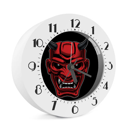 Red Japanese Demon Mask Print Alarm Clock