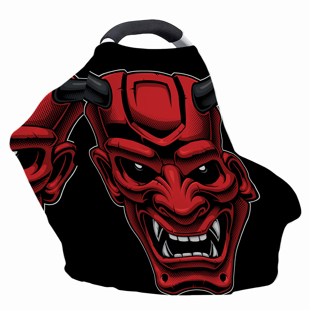 Red Japanese Demon Mask Print Baby Seat Cover