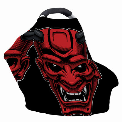 Red Japanese Demon Mask Print Baby Seat Cover