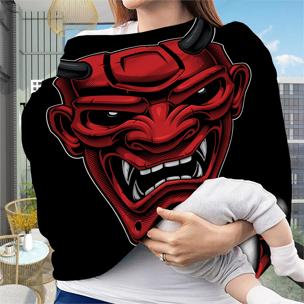 Red Japanese Demon Mask Print Baby Seat Cover