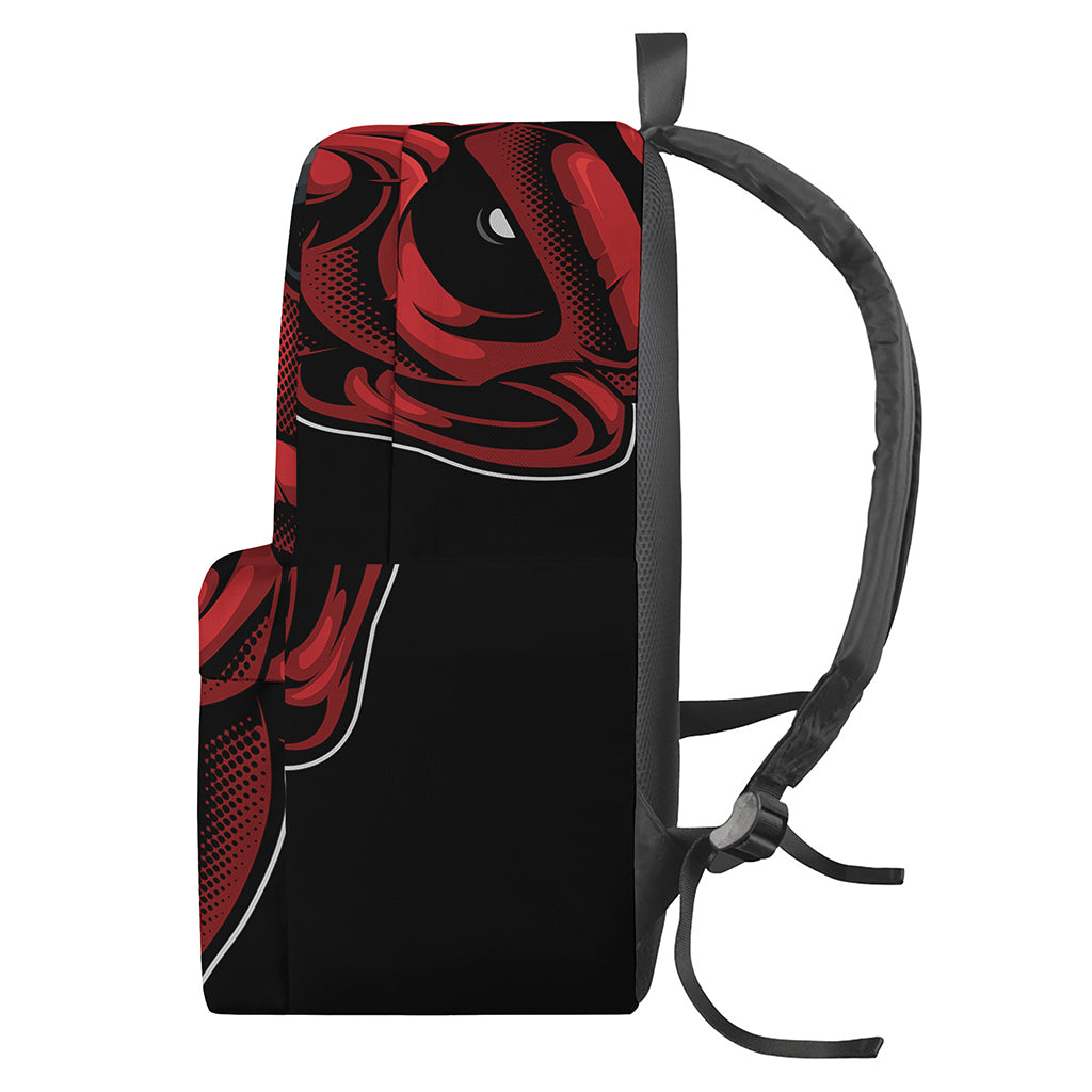 Red Japanese Demon Mask Print Backpack