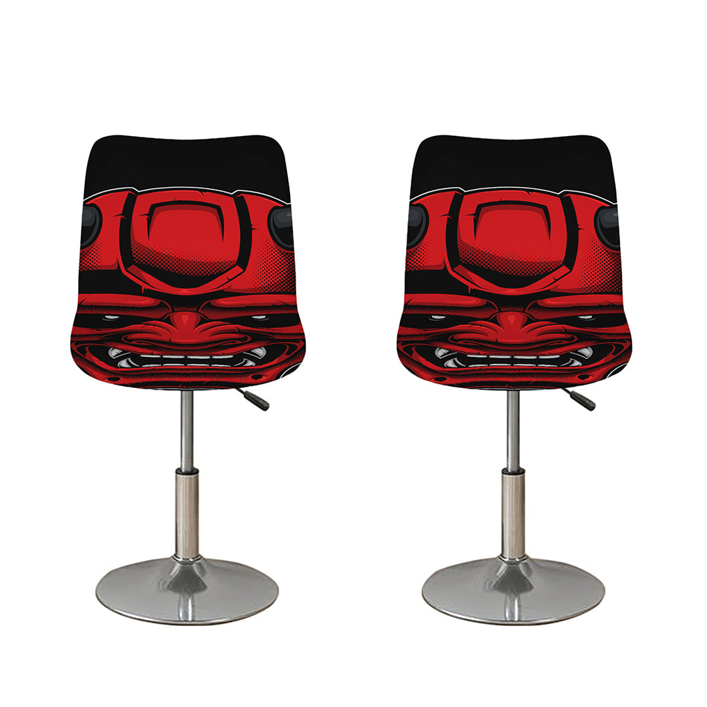 Red Japanese Demon Mask Print Bar Stool Covers