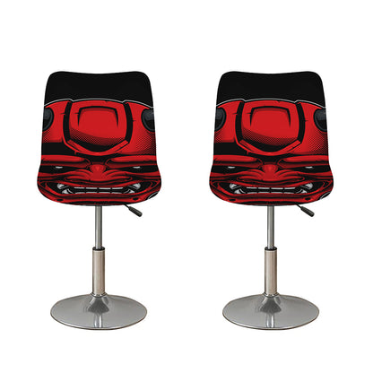 Red Japanese Demon Mask Print Bar Stool Covers