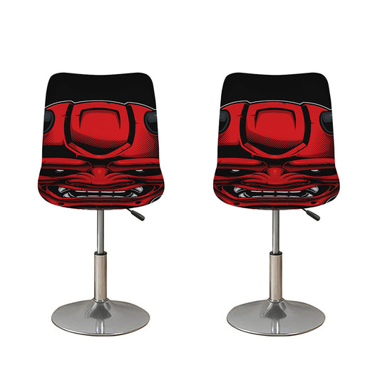 Red Japanese Demon Mask Print Bar Stool Covers