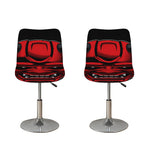 Red Japanese Demon Mask Print Bar Stool Covers