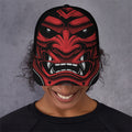 Red Japanese Demon Mask Print Baseball Cap