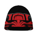 Red Japanese Demon Mask Print Beanie